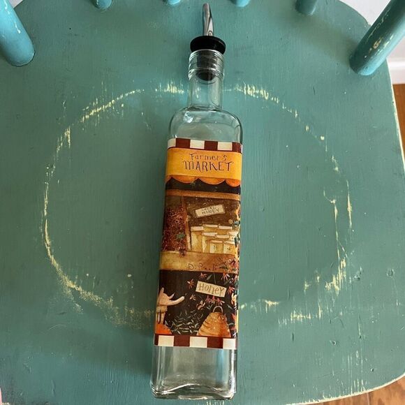 Farmers Market Oil & Vinegar Cruet Decanter Dispenser Bottle - Picture 8 of 13